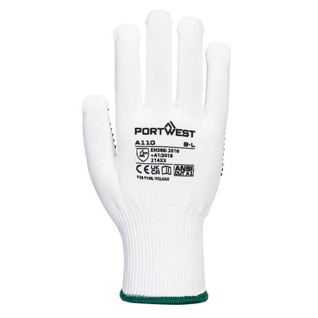 Portwest A110 Series Seamless Lined, PVC Polka Dotted Gloves, 1 pair