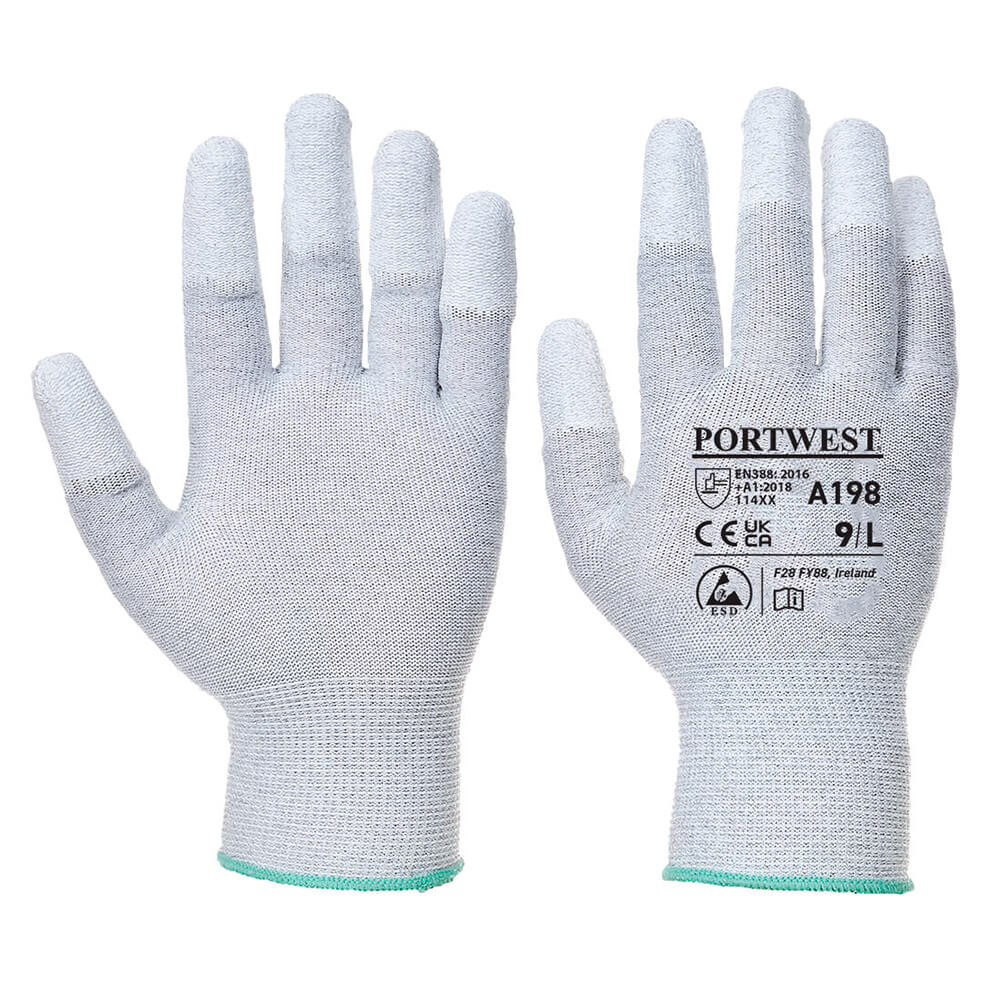 Portwest A198 Series Precision-Handling, Antistatic PU Fingertip Gloves, 1 pair