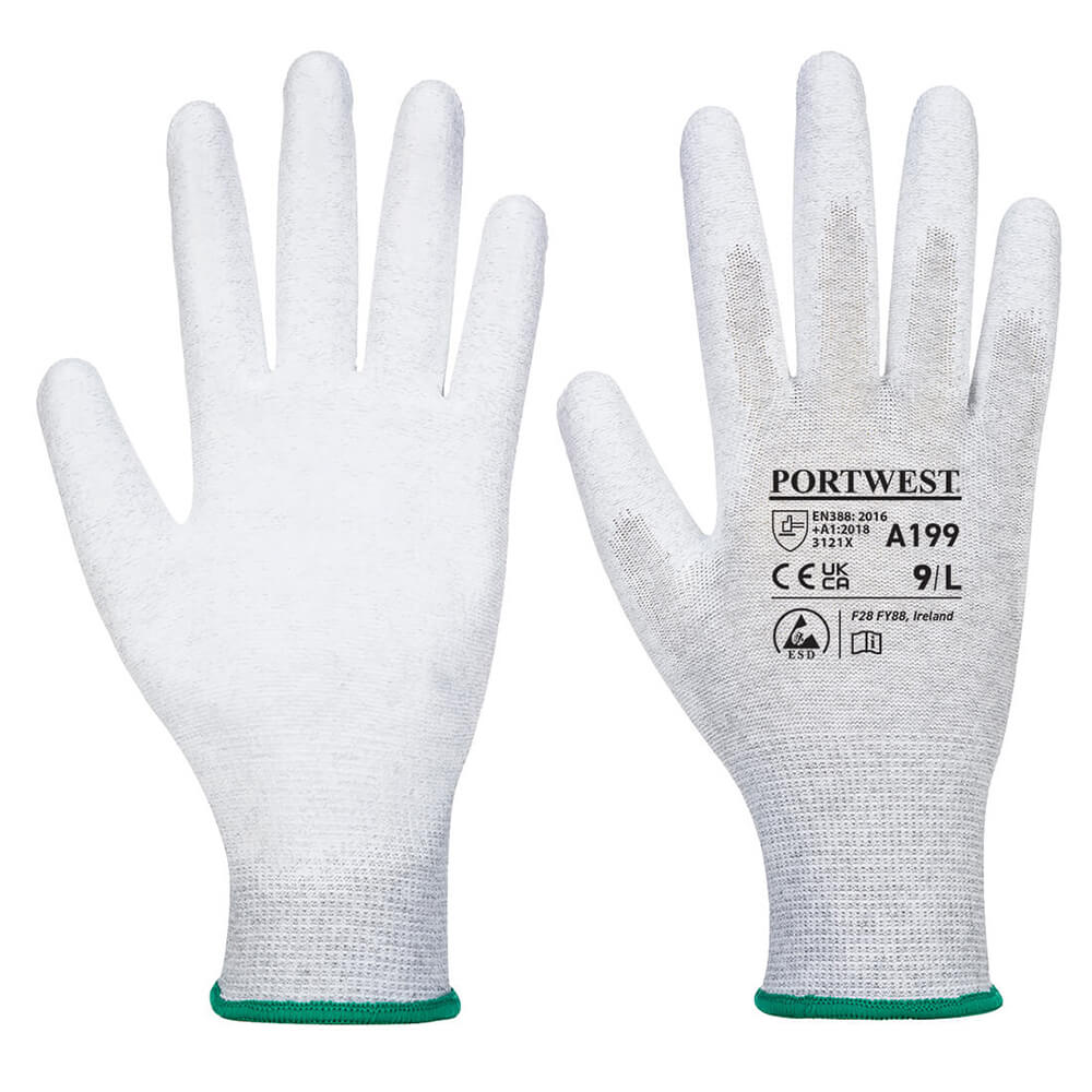 Portwest A199 Series Ambidextrous, Antistatic PU Palm Gloves, 1 pair