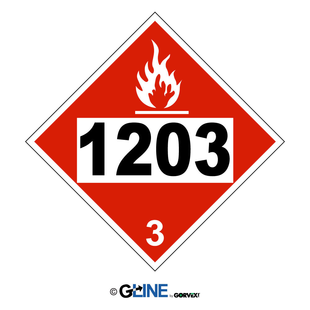 1203 Gasoline, Gasohol, Petrol - Class 3 Placard