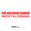 Fire and Smoke Barrier Protect All Openings - Fire Protection Sign, 4x12, Adhesive Vinyl, Red/White