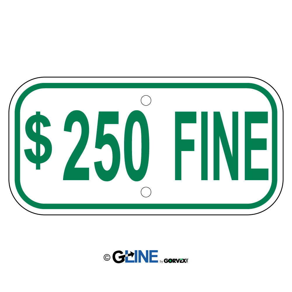 250 Fine - Handicapped Parking Sign, 6x12, Green/White, Aluminum