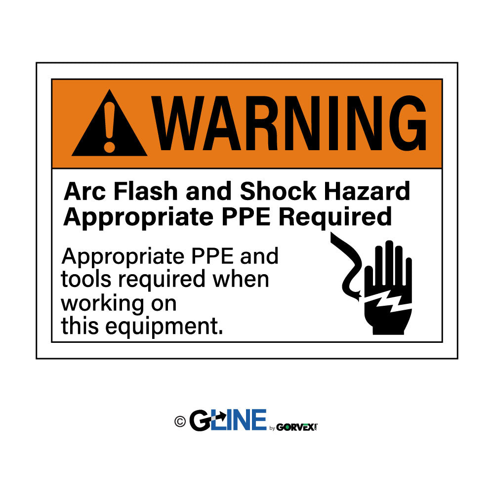 Warning Arc Flash and Shock Hazard Appropriate PPE Required Sign