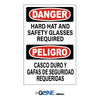 Hard Hat and Safety Glasses Required Peligro Casco Duro y Sign