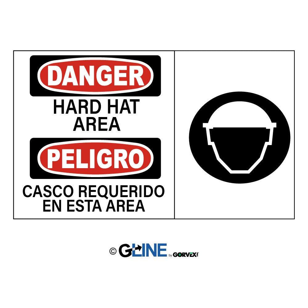 Hard Hat Area Peligro Casco Requerido En Esta Area W Sign