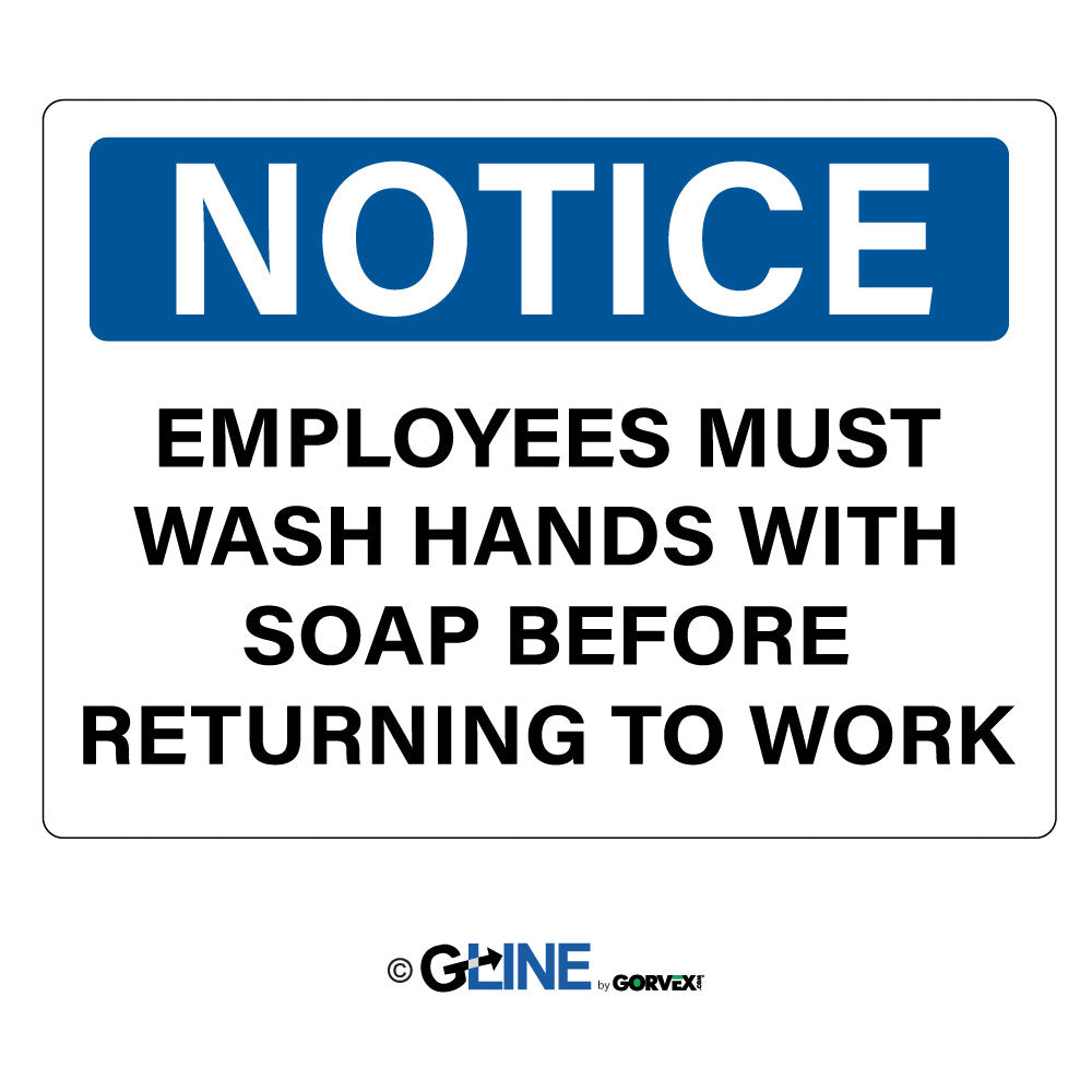 Employees Must Wash Hands with Soap Before Returning to Work Sign