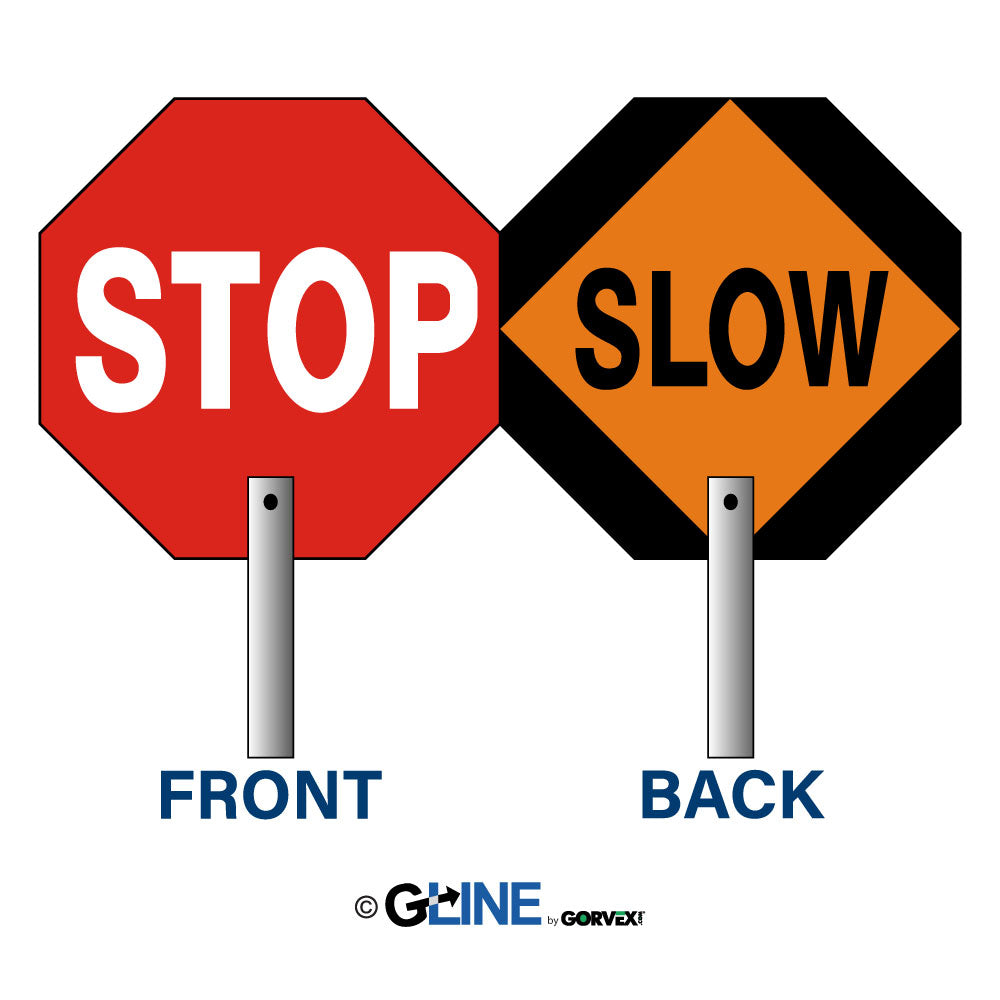 Stop Slow Paddle Sign - 81 Inch PVC Handle