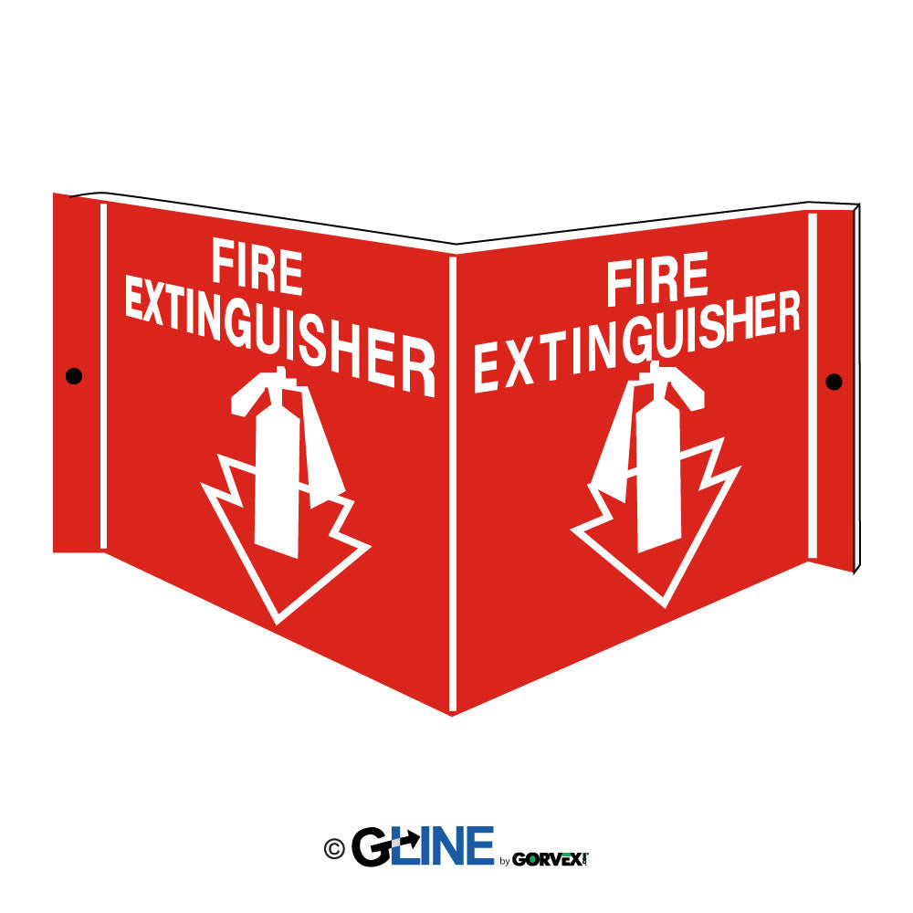 Fire Extinguisher With Red Arrow - Projecting Wall Sign, 6x12, Acrylic