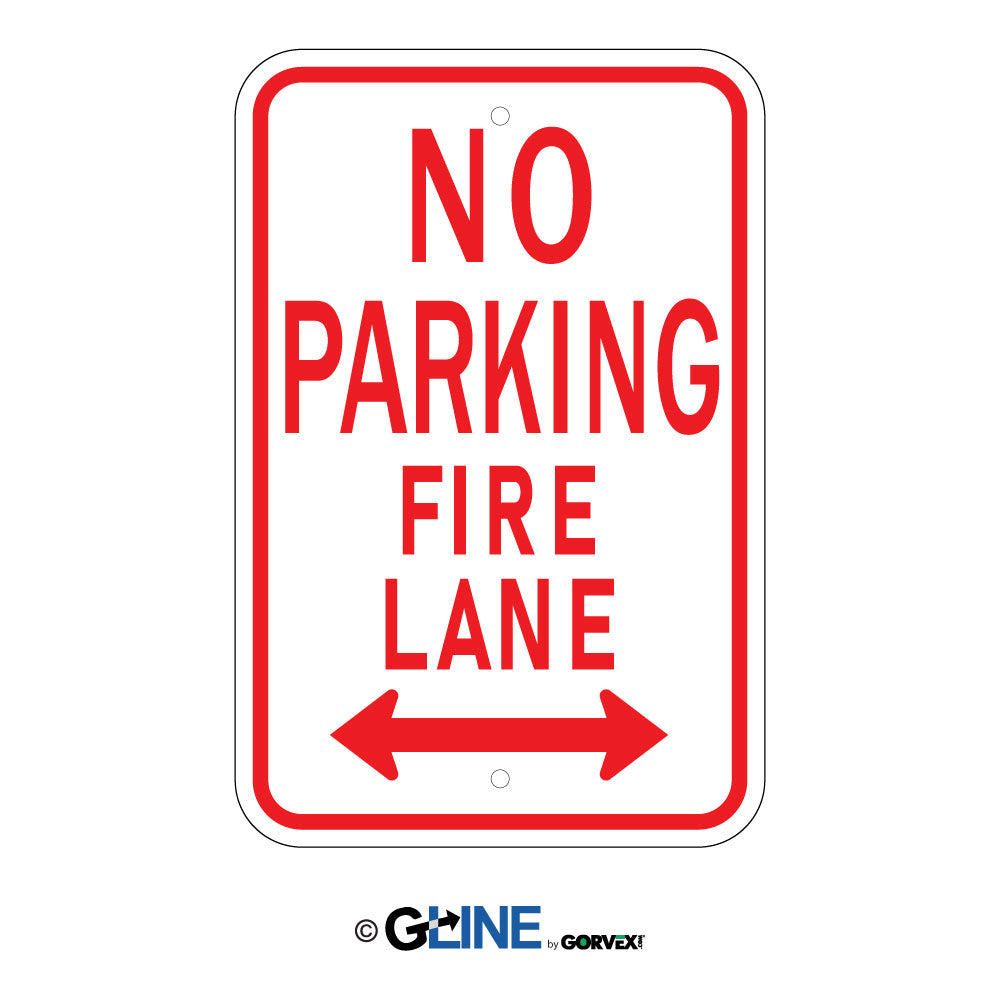 No Parking Fire Lane Dual Arrow -  Parking Control Sign, 18x12, Aluminum