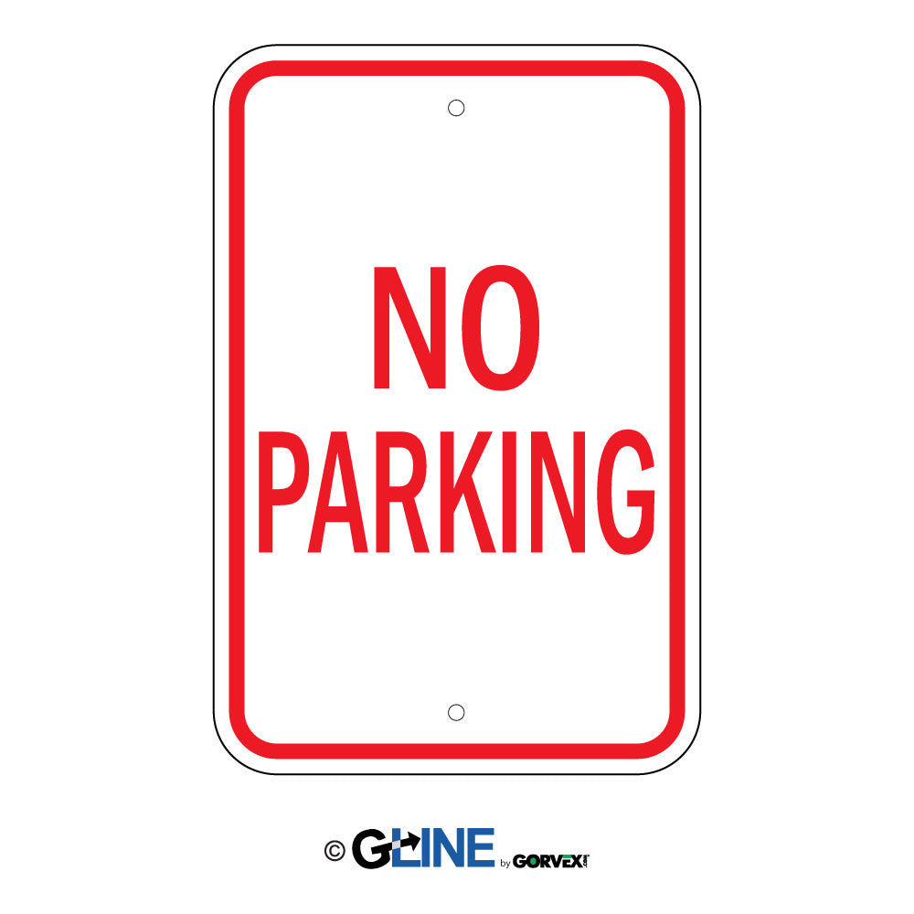 No Parking Sign- Red on White With Border - Parking Control Sign