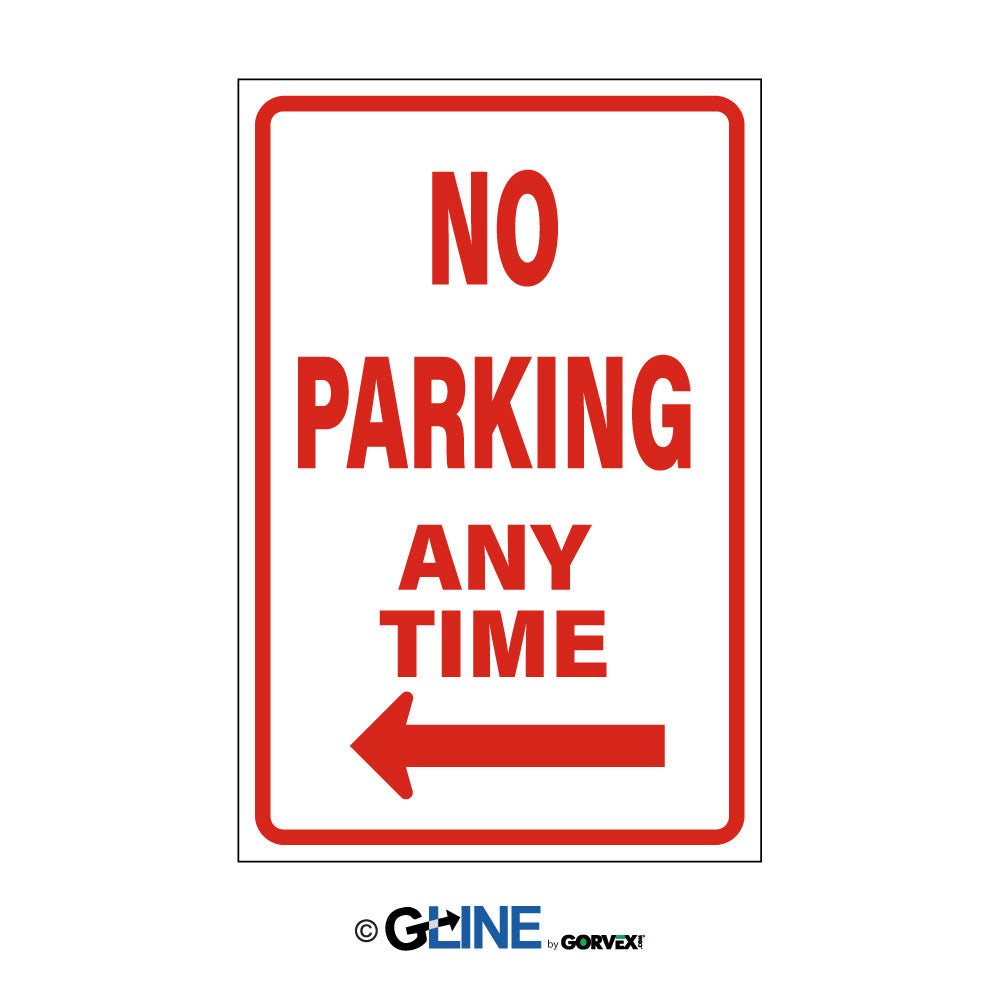 No Parking Any Time Left Arrow - Parking Control Sign, 18x12, Aluminum EGP Reflective