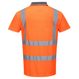 Portwest RT22 Hi Vis Orange Short Sleeve Polo Shirt RIS with Neck Seam