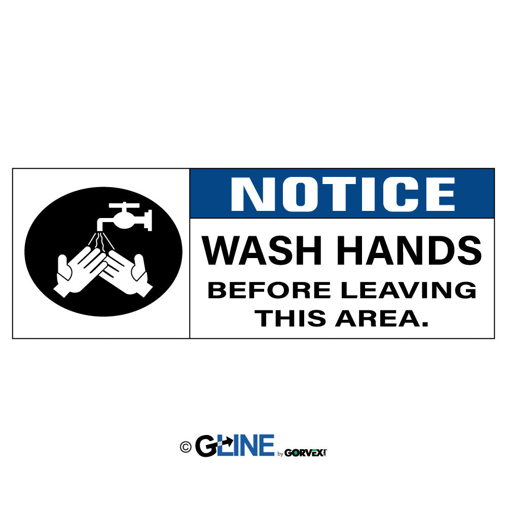 Notice Wash Hands Before Leaving This Area With Picto Banner