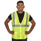 COR-BRITE® Hi Vis Mesh Surveyor's Vest with 6 Pockets and Zipper Closure