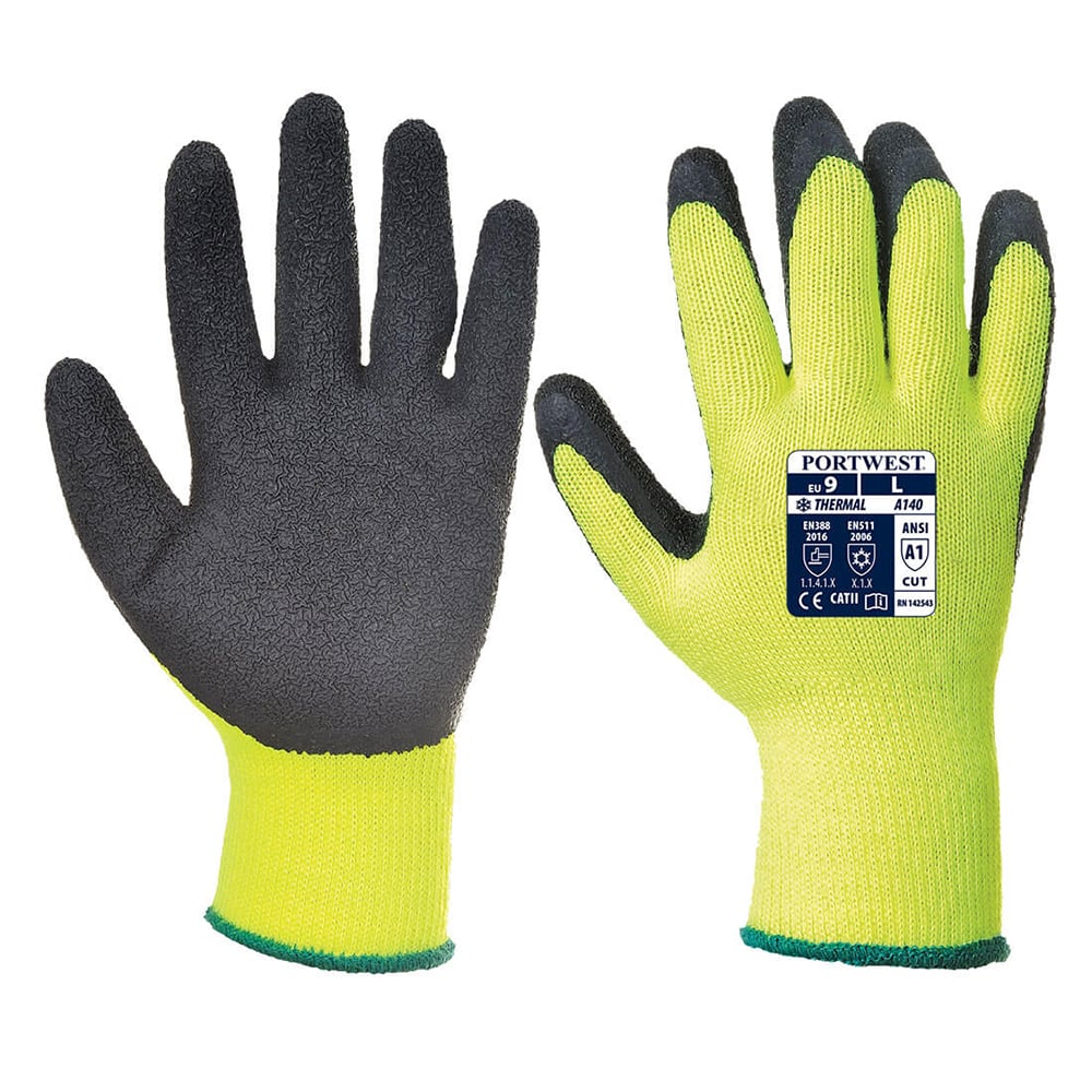 Portwest A140 Series Crinkle Latex, Thermal Grip Gloves, 1 pair