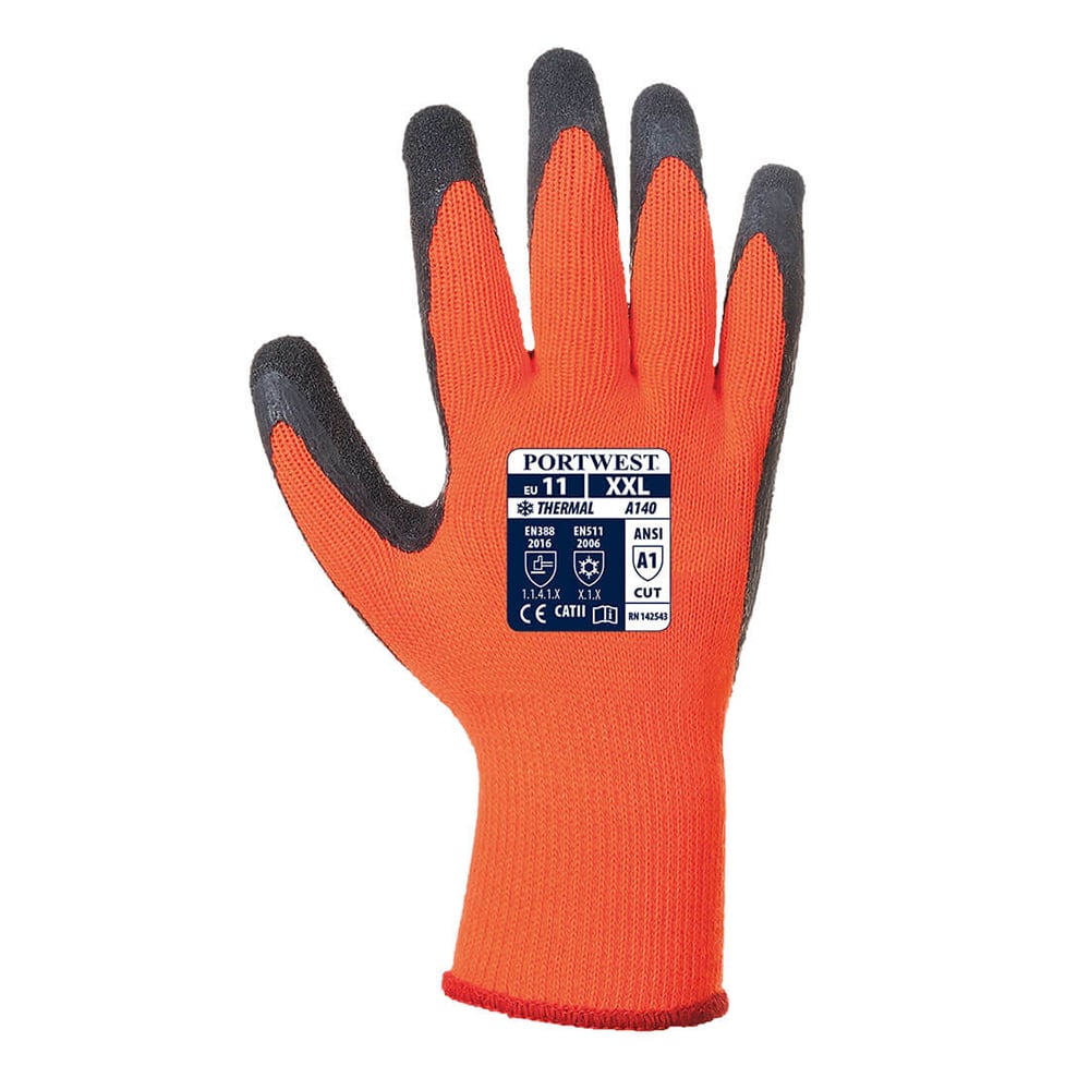 Portwest A140 Series Crinkle Latex, Thermal Grip Gloves, 1 pair