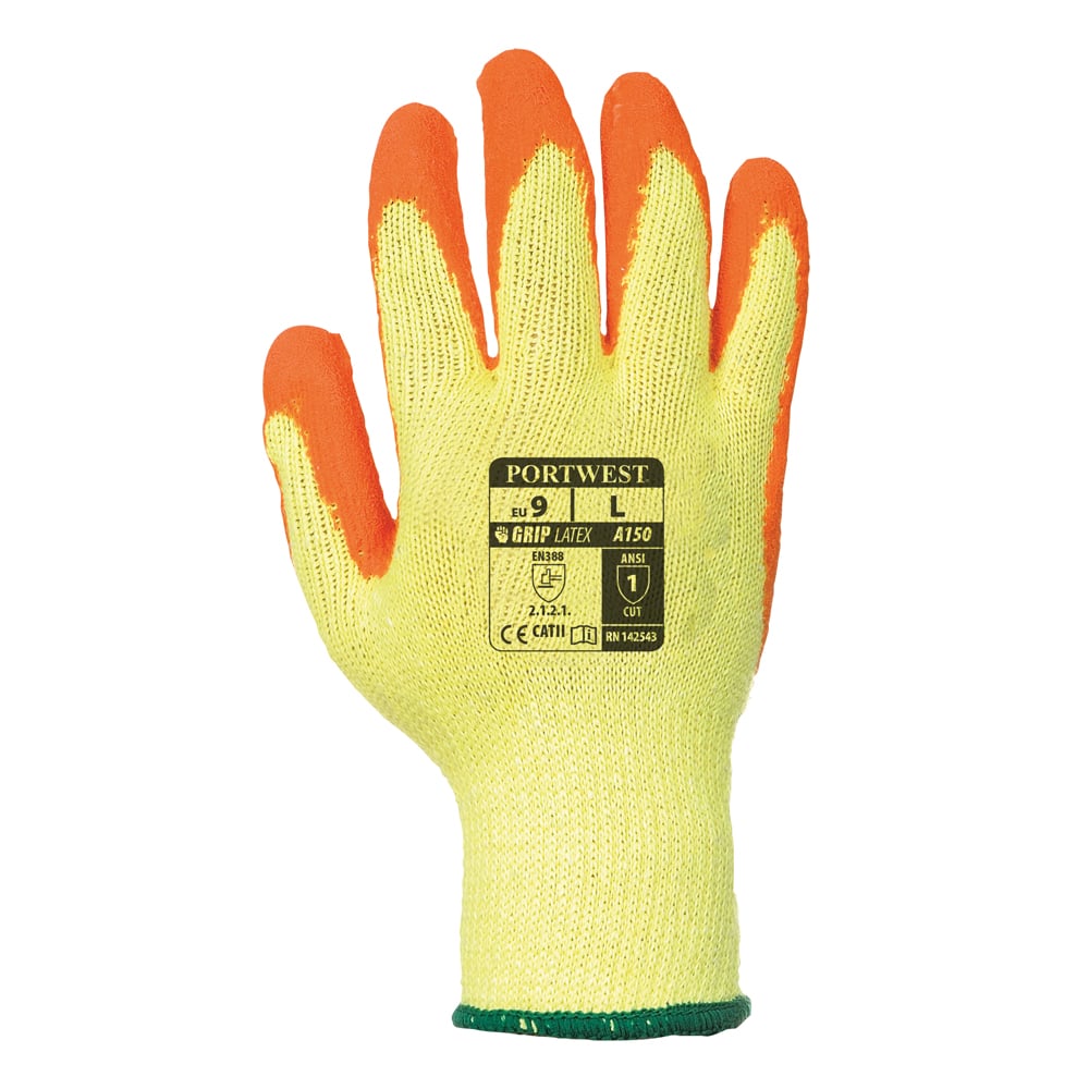 Portwest A150 Series Eco-Friendly, Fortis Latex Grip Gloves, 1 pair