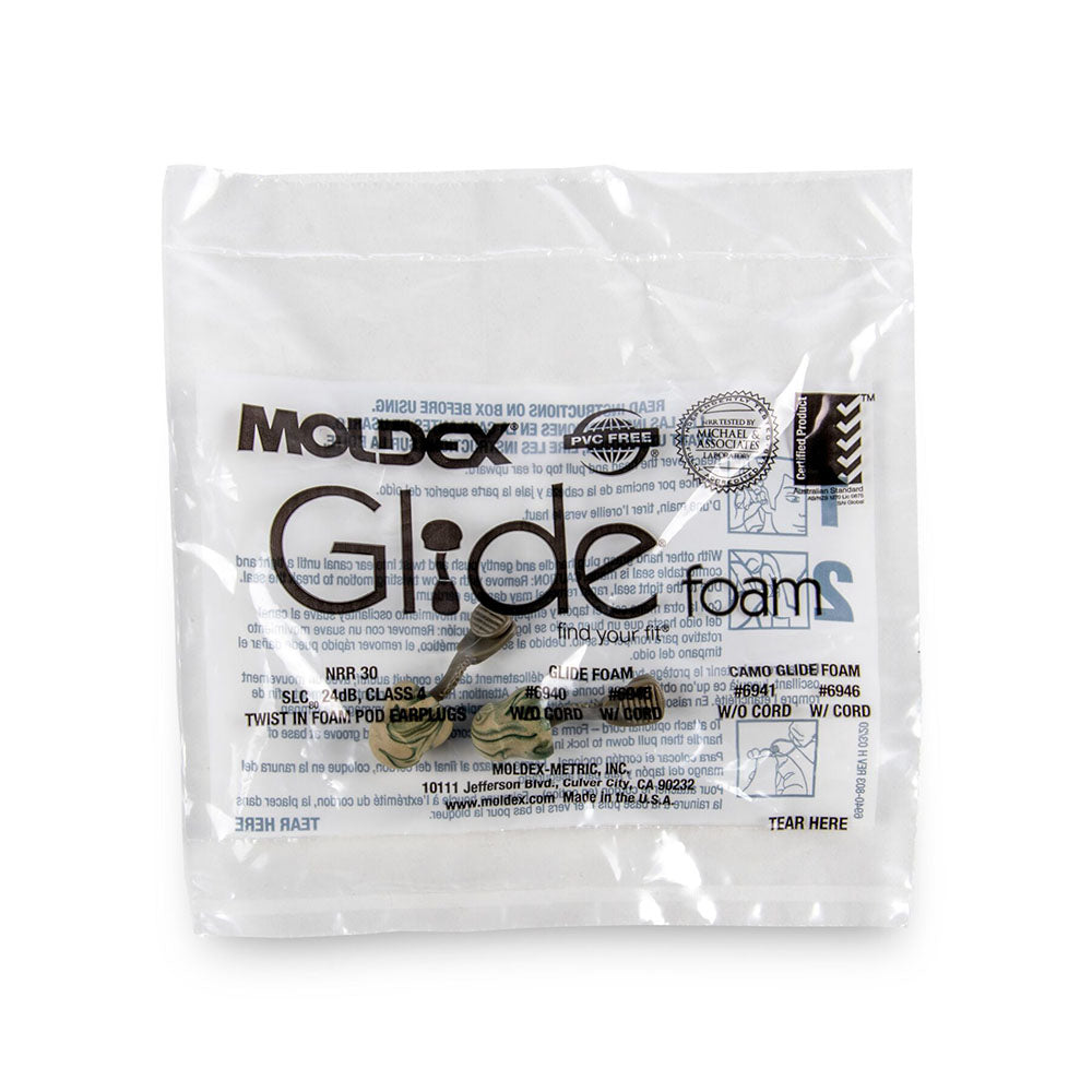 Moldex Glide 6941 Uncorded Camo Earplugs, NRR 30, 1 box (100 pairs)
