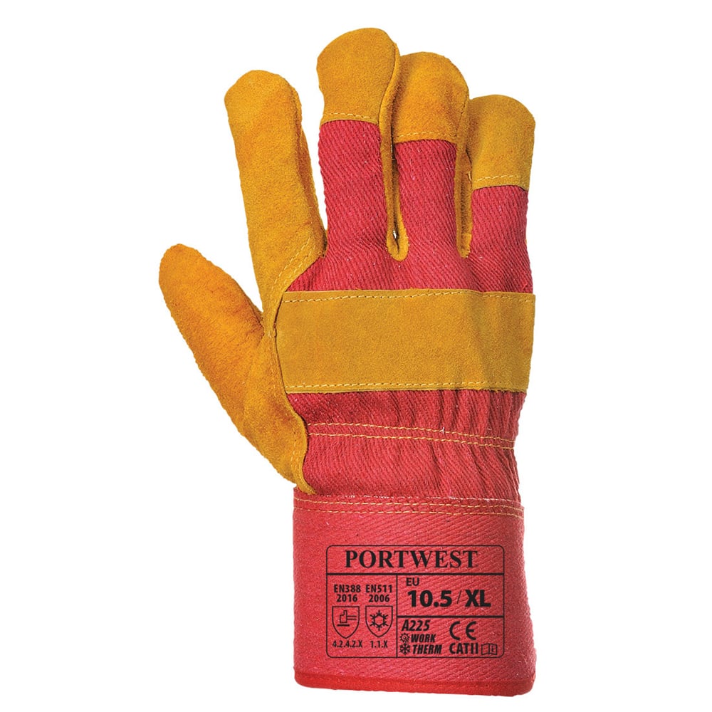 Portwest A225 Series Thermal Insulated, Fleece Lined Rigger Gloves, Red, XL, 1 pair