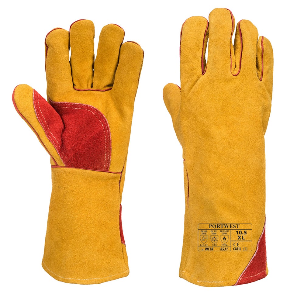 Portwest A531 Series Reinforced Winter Welding Gloves, Brown, XL, 1 pair