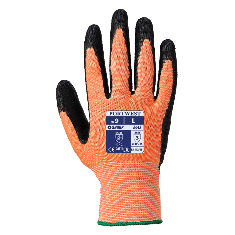 Portwest A643 Series Nitrile Foam Coated, Amber Cut Gloves, 1 pair