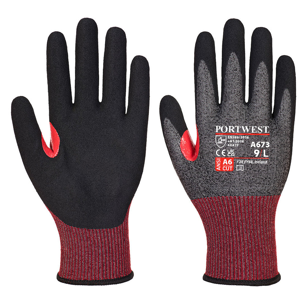 Portwest A673 CS AHR18 18-mil Cut Level A6 Nitrile Foam Glove