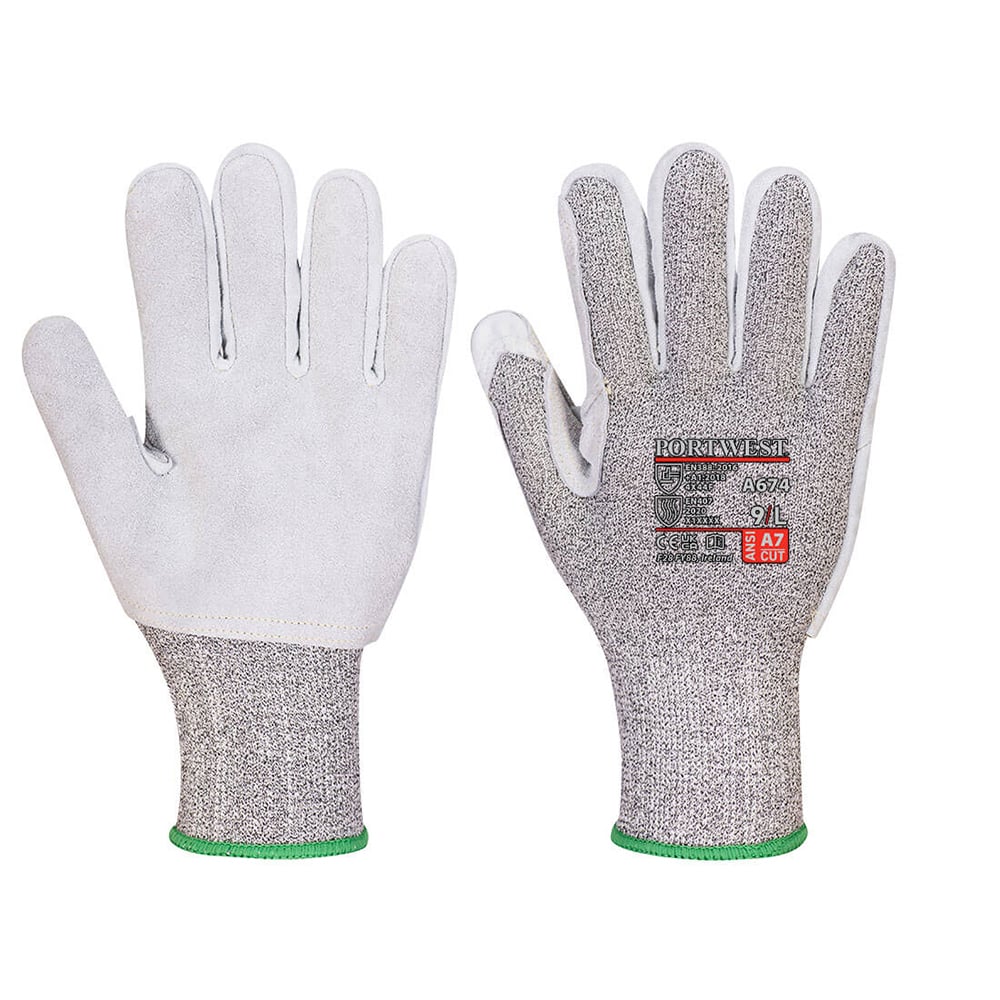 Portwest A674 CS AHR13 Cut Level A7 Leather Palm Glove, 1 pair