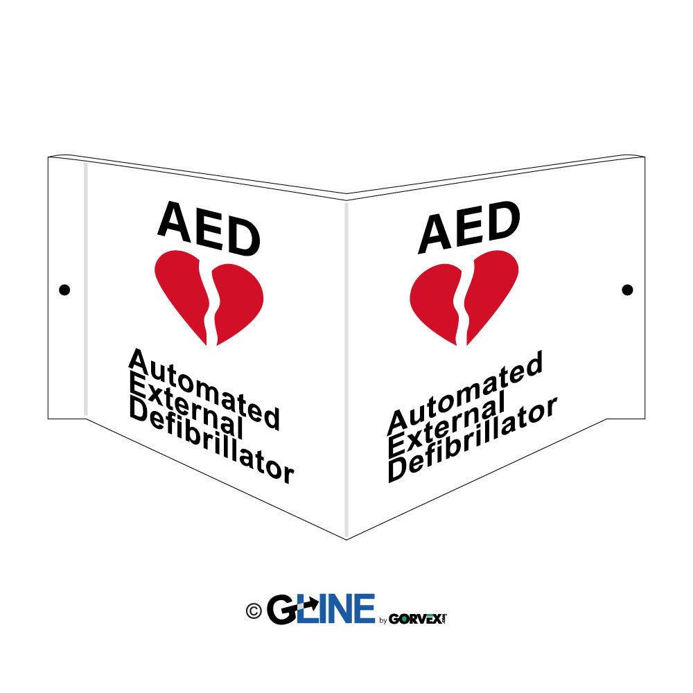 AED Red Heart With Flash - Projecting Wall Sign - Gorvex.com