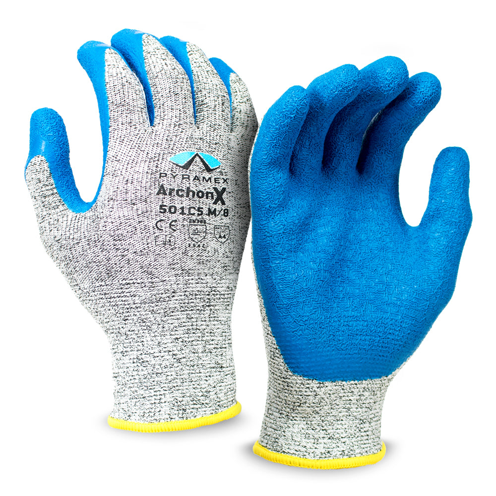 Pyramex Crinkle Latex Gloves, GL501C5 Series, 1 pair