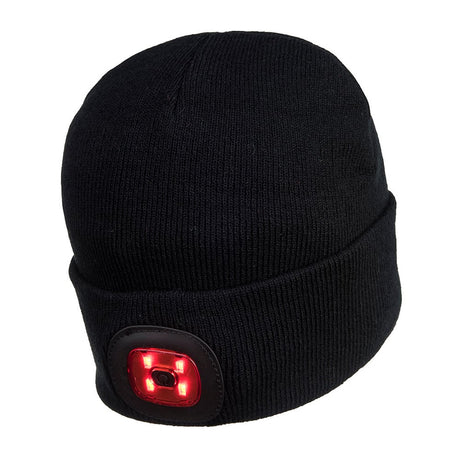 Portwest B028 Acrylic Beanie with Rechargeable Twin LED Light