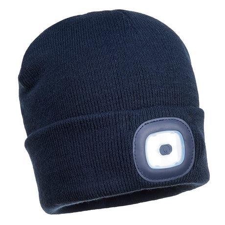 Portwest B028 Acrylic Beanie with Rechargeable Twin LED Light