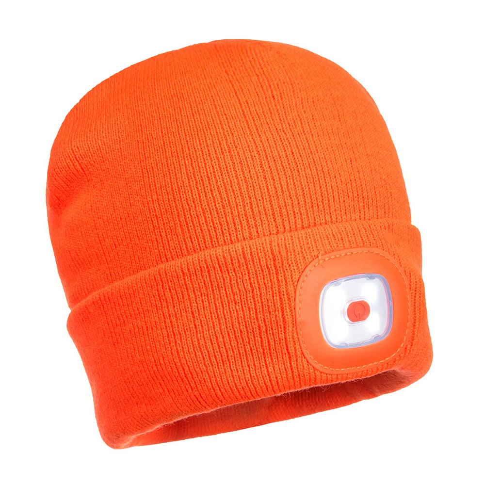 Portwest B028 Acrylic Beanie with Rechargeable Twin LED Light
