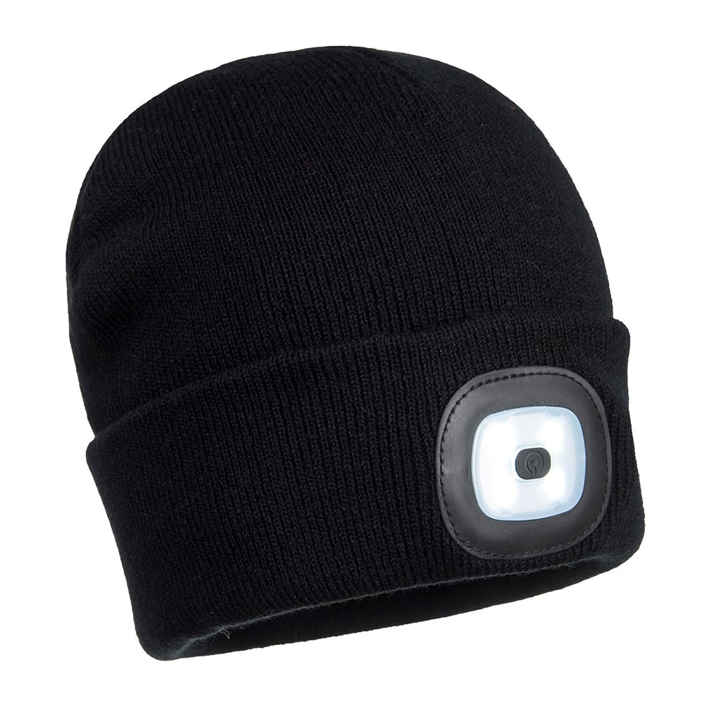 Portwest B029 Acrylic Beanie with USB Rechargeable LED Light