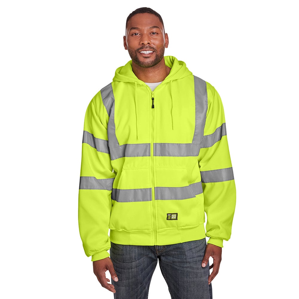 Berne HVF021 Class 3 Hi Vis Hooded Sweatshirt with Poly Mesh Lining - Gorvex.com