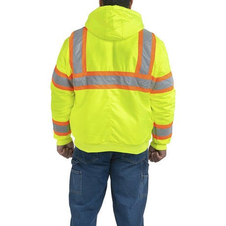 Berne HVJ571 Class 3 Hi Vis Hooded Jacket with Taffeta Lining - Gorvex.com