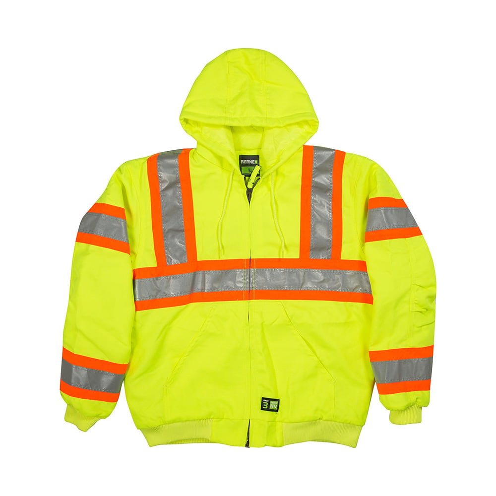 Berne HVJ571 Class 3 Hi Vis Hooded Jacket with Taffeta Lining - Gorvex.com