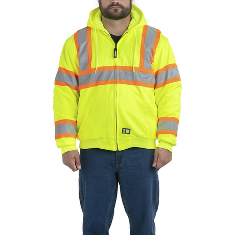 Berne HVJ571 Class 3 Hi Vis Hooded Jacket with Taffeta Lining - Gorvex.com