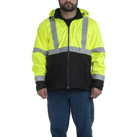 Berne HVJS206 Class 3 Hi Vis Softshell Jacket with Zip Pockets - Gorvex.com