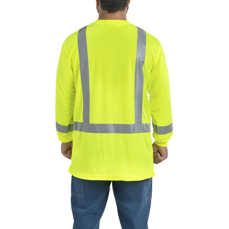 Berne HVK013 Class 3 Hi Vis Long Sleeve T-Shirt with Chest Pocket - Gorvex.com