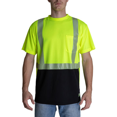 Berne HVK017 Class 2 Hi Vis Short Sleeve T-Shirt with Black Bottom - Gorvex.com