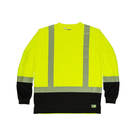 Berne HVK018 Class 3 Hi Vis Long Sleeve T-Shirt with Black Bottom - Gorvex.com