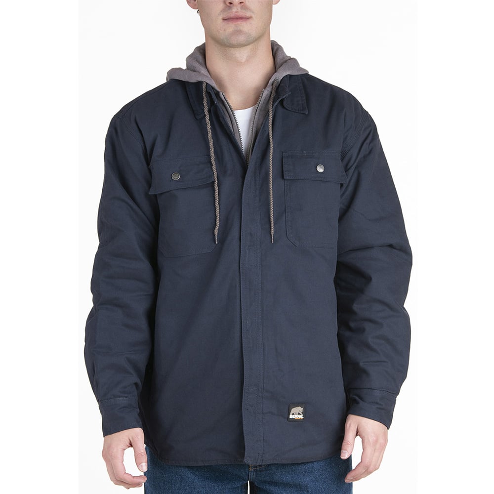 Berne SH68 Men's Throttle Hooded Shirt Jacket with On - Seam Pockets - Gorvex.com