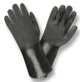 Black Double Dipped Sandpaper Grip PVC Gloves/Jersey Lined, 1 dozen (12 pairs) - Gorvex.com