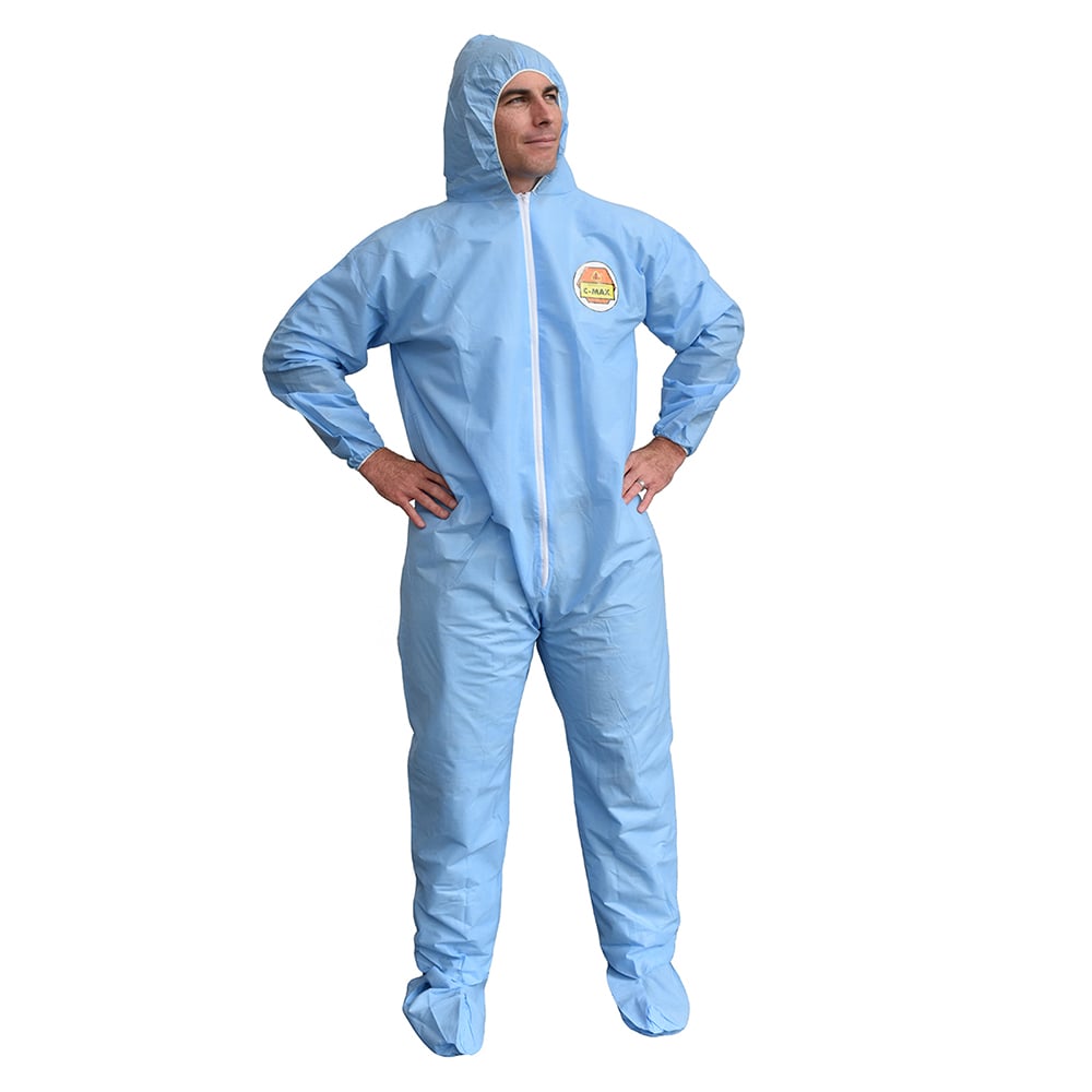 C - MAX™ SMS Coverall with Elastic Hood, Wrist, Waist, Ankle + Boot, 1 case (25 pieces) - Gorvex.com