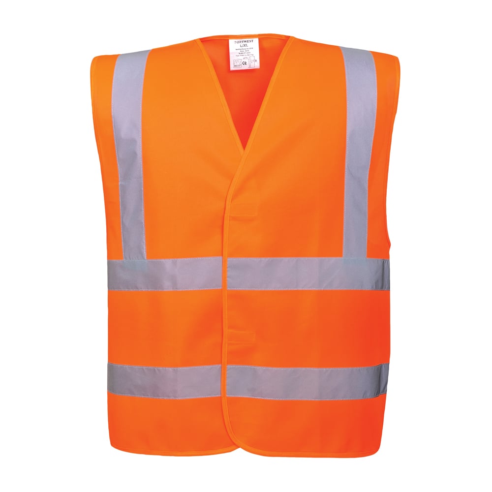 Portwest C470 Hi Vis Two Band and Brace Vest with Hook & Loop Closure