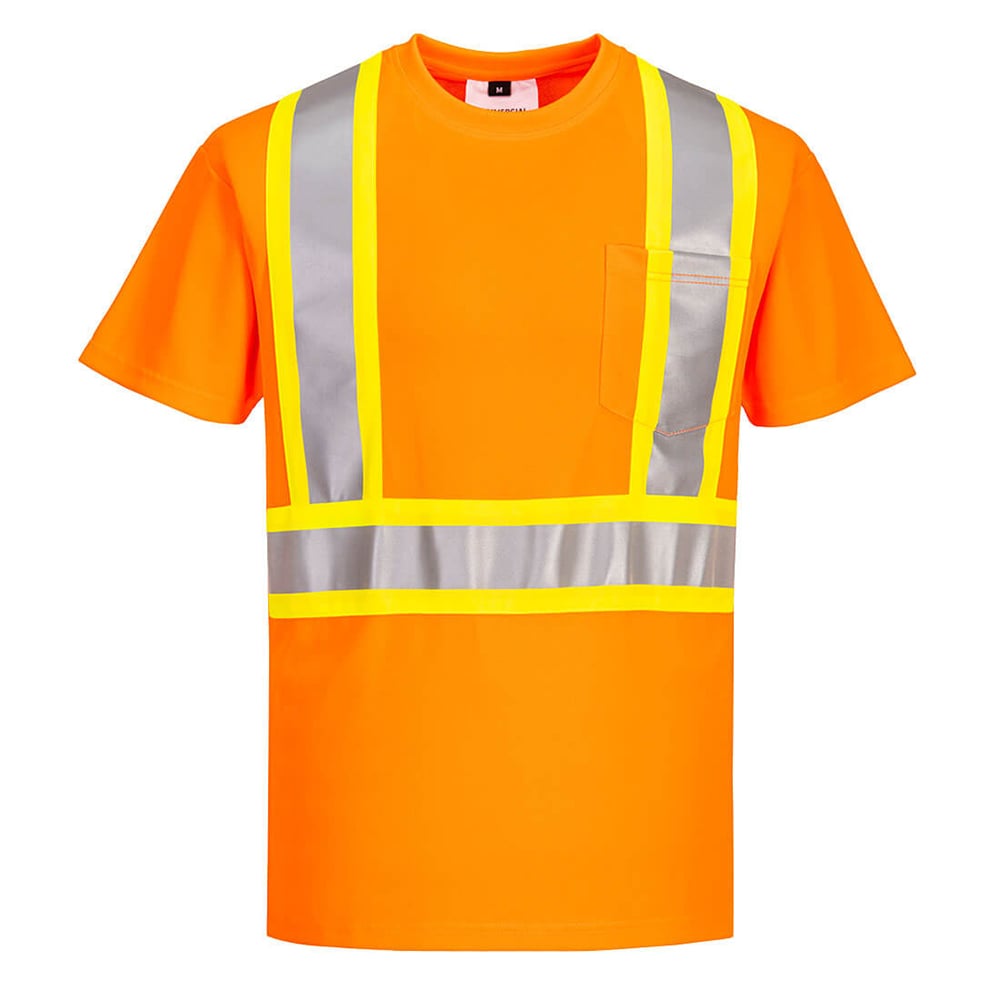 Portwest CA110 Class 2 X-Back Short Sleeve T-Shirt with Contrast Tape