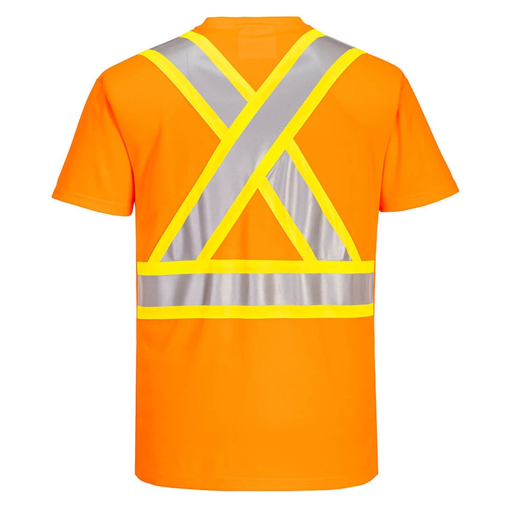 Portwest CA110 Class 2 X-Back Short Sleeve T-Shirt with Contrast Tape