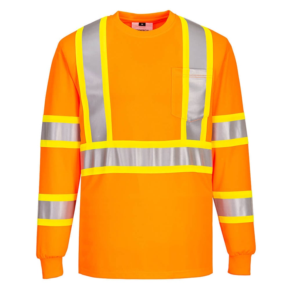 Portwest CA111 Class 3 X-Back Long Sleeve T-Shirt with Contrast Tape