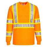 Portwest CA111 Class 3 X-Back Long Sleeve T-Shirt with Contrast Tape