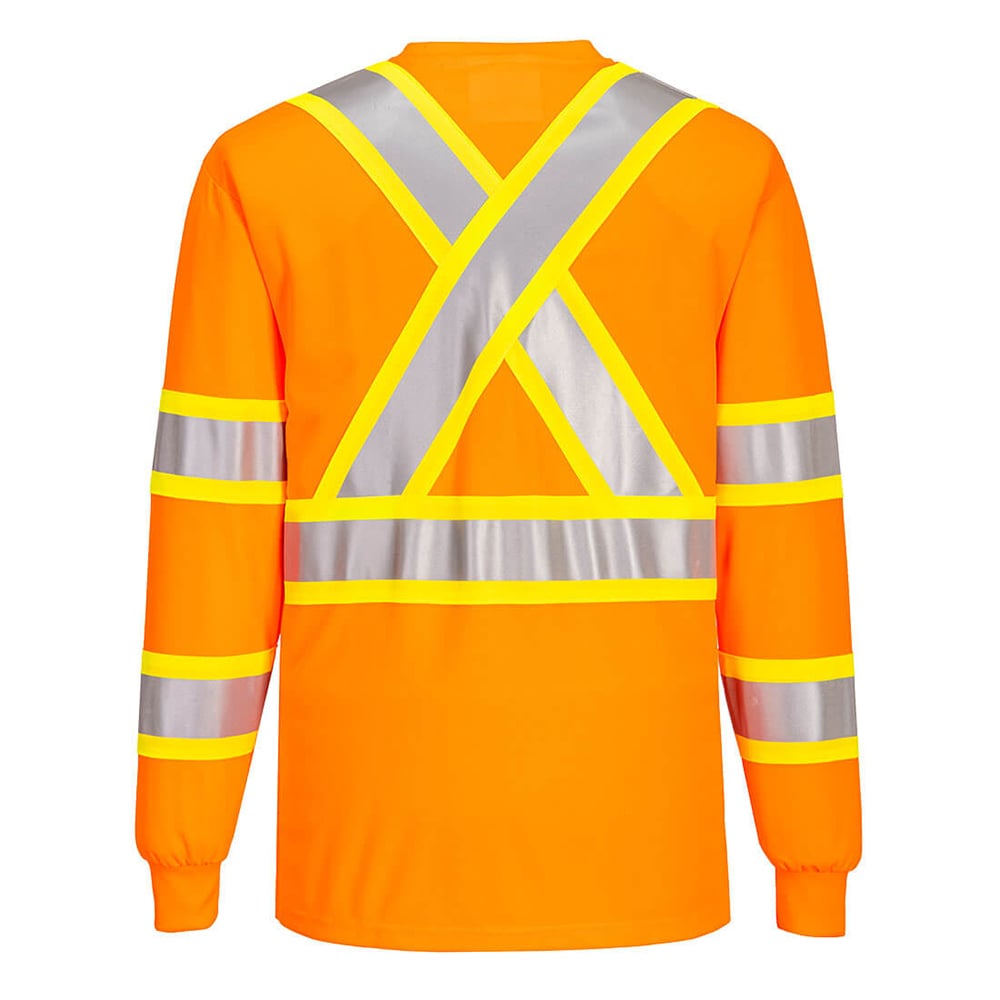 Portwest CA111 Class 3 X-Back Long Sleeve T-Shirt with Contrast Tape